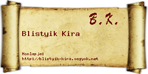 Blistyik Kira névjegykártya